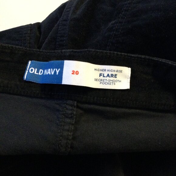 Old Navy Velvet Pants Size 20 Black Flare Higher High Rise Secret Smooth Pockets - Picture 11 of 12